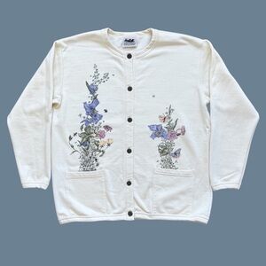 Vintage Northern Reflections Cream Floral Button Cardigan Cottagecore 90s